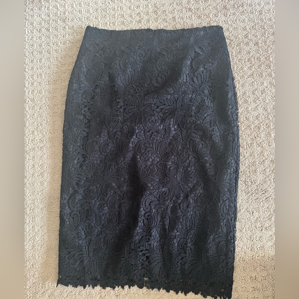 White House Black Market Black Lace Midi Pencil Skirt
